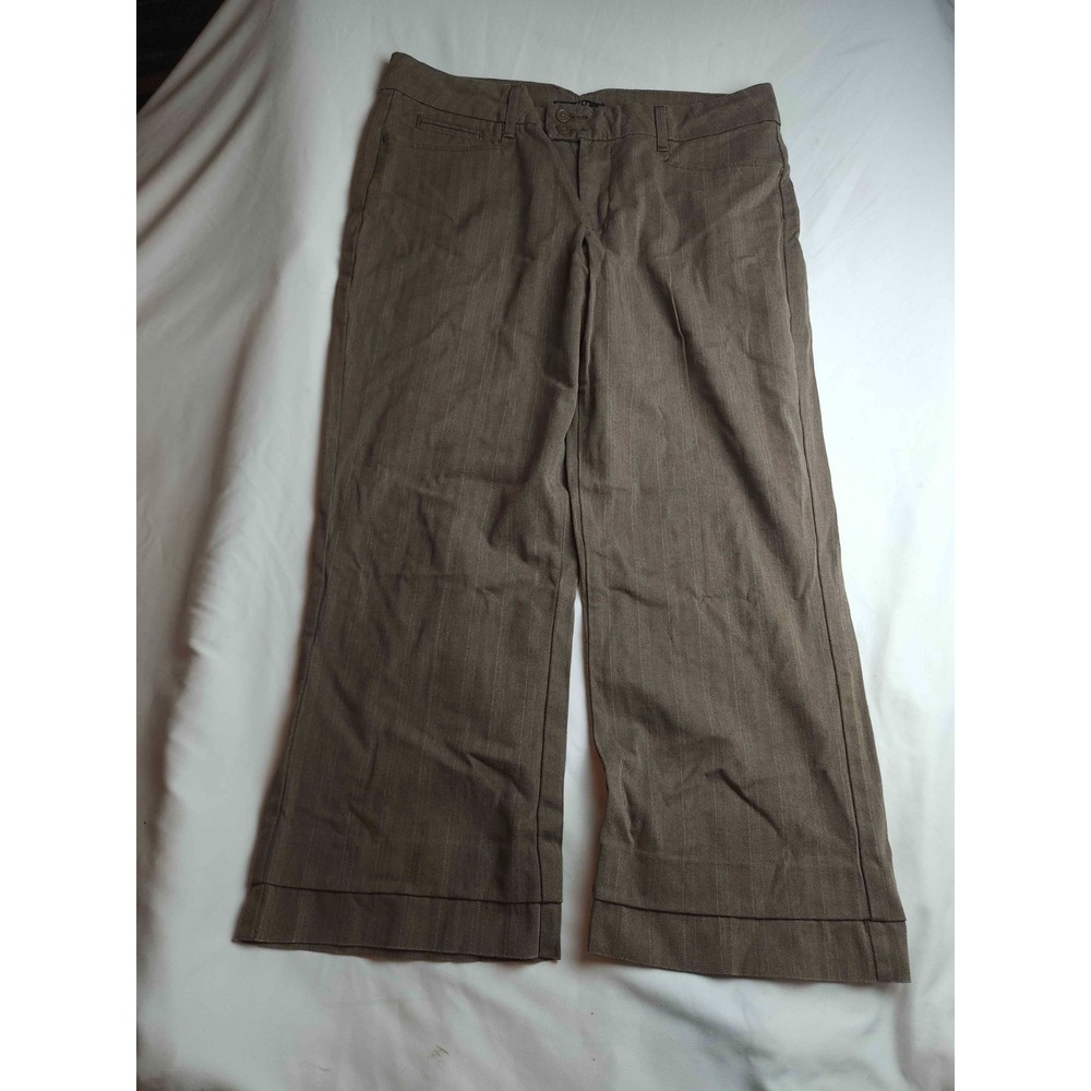 Riders by Lee Dress Pants Womens Size 14P Brown Pinstripe Twill Work Office